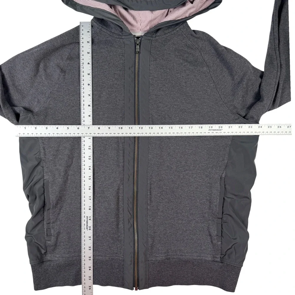 Banana Republic Full Zip Hoodie Mens XL‎ Gray Mixed Media Woven Trim Excellent